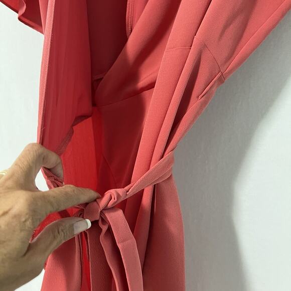 Gibson Latimer Wrap Dress Plus Size 2XL Pumpkin Orange Ruffle Hem - Picture 2 of 11